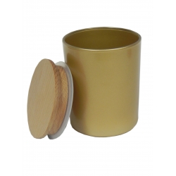Złote szkło 250 ml z drewniana pokrywką/uszczelką